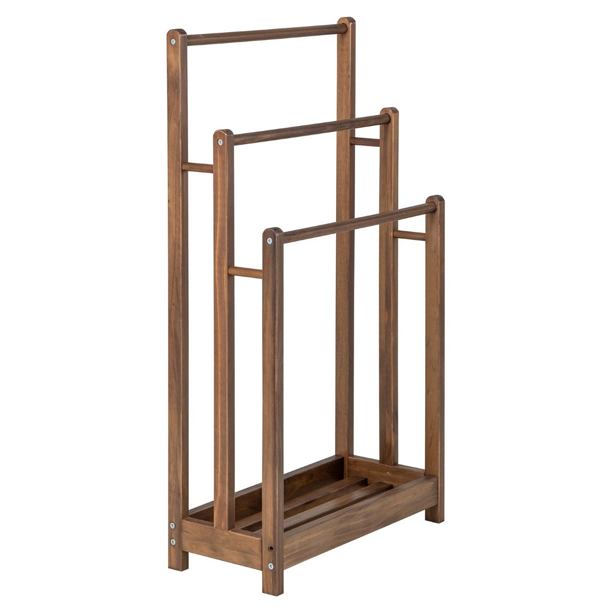 Coast Handdoekhouder met 3 Stangen - Kantelbeveiliging - Dennenhout - 45 x 22 x 86 cm - Rustiek Bruin