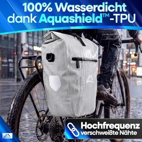 Nextcover AquaShield TPU Bagagedragertas, 100% Waterdicht met Kliksysteem en Rolsluiting, Reflecterend, 28 Liter