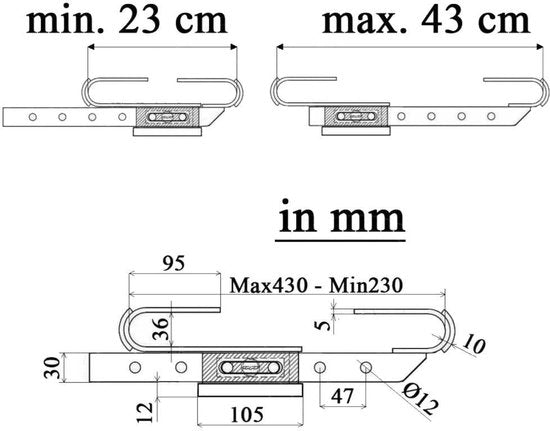 All Ride Containerslot 5KG - Container- en Trailerslot - Verstelbaar 23 tot 43 CM - Gehard Staal - Incl. 3 Reserve Sleutels - Geel