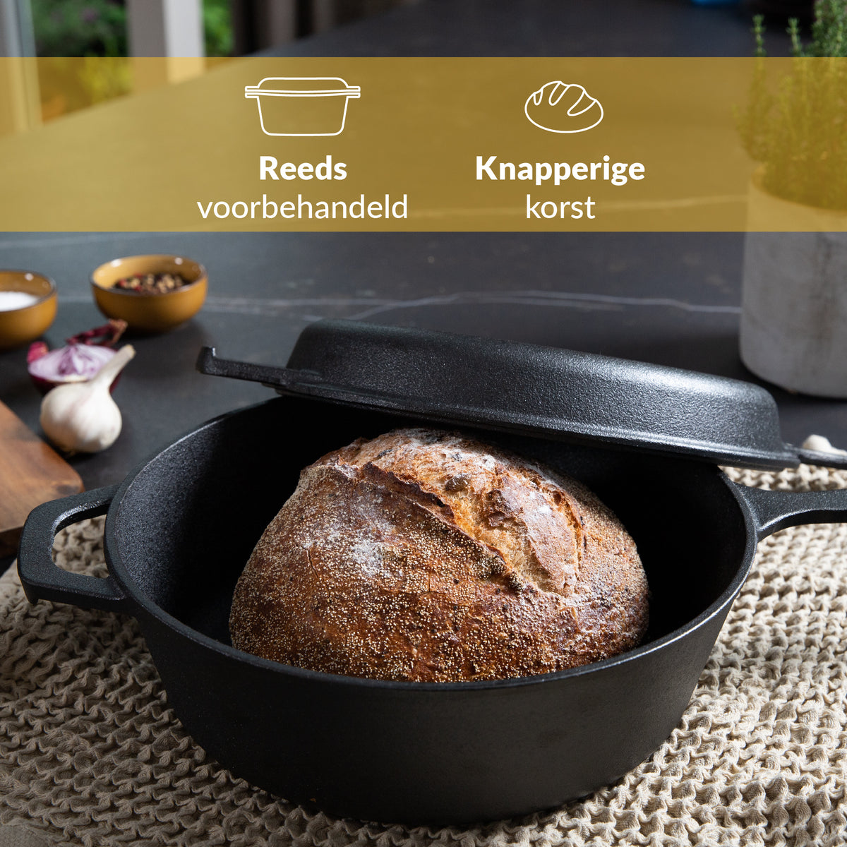 Chefarone Gietijzeren Pan – 2-in-1 Braadpan – Inclusief Deksel – Geschikt Voor Alle Warmtebronnen