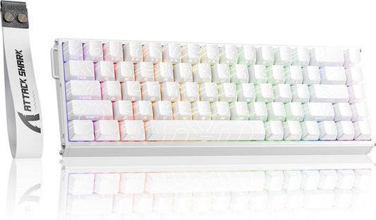 ATTACK SHARK X68MAX HE - Magnetische Schakelaar Bedraad Gaming Toetsenbord - CNC Aluminium - 68 toetsen - RGB - Zijde Gedrukte PBT Toetsen - Decoratieve Keycord - 8Khz - 0.005mmRT - 0.08ms - Witte Omtreklijn