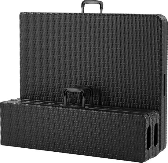 Casaria Picknickset – 2 Banken 1 Tafel Kunststof Metaal - Zwart