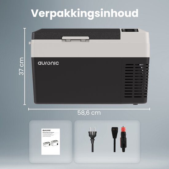 Auronic Elektrische Koelbox - Frigobox - Compressor - 12V 230 Volt - Auto - 25L - Zwart/Grijs