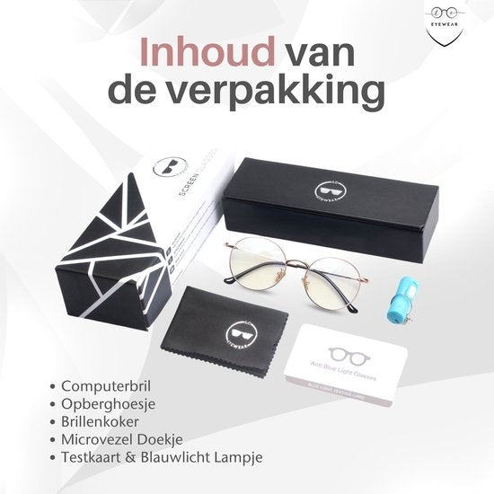 LC Eyewear Computerbril - Blauw Licht Bril - Blue Light Glasses - Beeldschermbril - Metaal - Unisex - Rose Gold