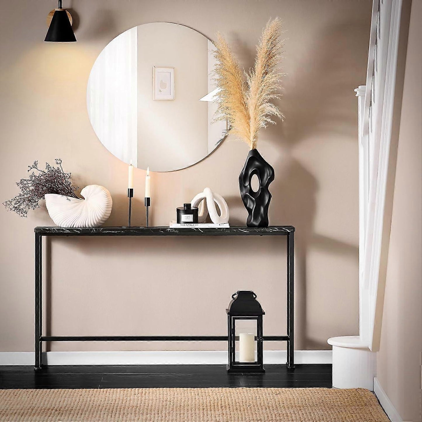 SoBuy - Console Tafel & Sidetable - Industrieel Design - Smal Model voor Hal of Woonkamer - 120x65x20 cm - Zwart Hout & Metaal