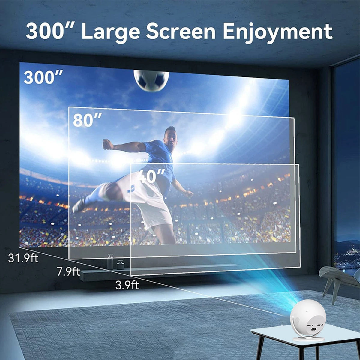 XBJ 360° Projector - Full HD 1080p - 4K Compatibel - 900 ANSI Lumen - 200 Inch Beeld - WiFi & Bluetooth