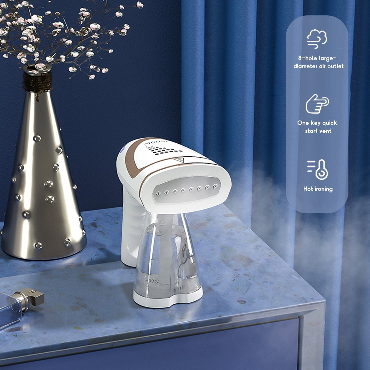 Fuegobird Kledingstomer en -reiniger - Kleine draagbare kledingstomer voor thuis en op reis - Ondersteunt watertoevoer voor waterflessen met grote capaciteit - Kledingstuk/tekst/stof Kledingstukstomer