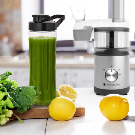KitchenBrothers Foodprocessor - 5 in 1 Multifunctioneel Model - Hakmolen - Groentesnijder - BPA Vrij - 0,5L - Keukenmachine - Uiensnijder - RVS