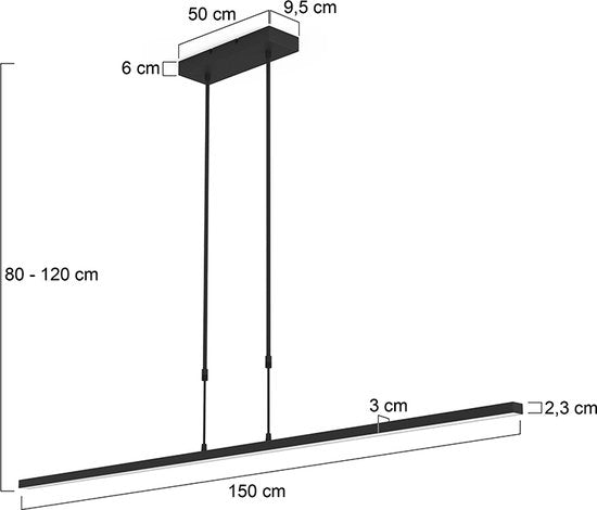Steinhauer hanglamp Bande - zwart - metaal - 3320ZW