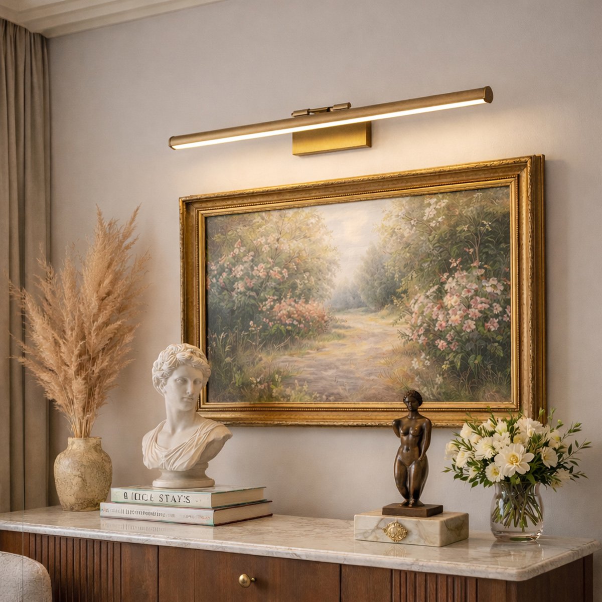Steinhauer Litho LED - Wandlamp Klassiek - Brons - H:9.4cm  - Universeel - Voor Binnen - Metaal - Wandlampen - Slaapkamer - Woonkamer