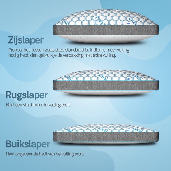 CozySense® PolarGel Hoofdkussen - Kussen tegen Nekklachten - Slaapkussen - Pillow - Coolgel Pad - Vulbaar Traagschuim - Zijslaper, Rug-, & Buikslaper