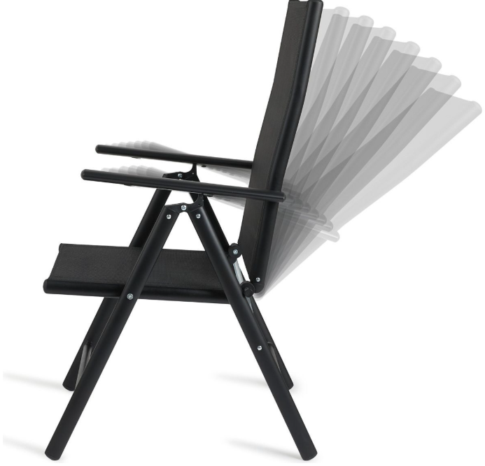 Lifa Garden Set van 2 Aluminium Tuinstoelen – Verstelbaar – max. 120 kg – 69 x 56 x 106 cm – Zwart