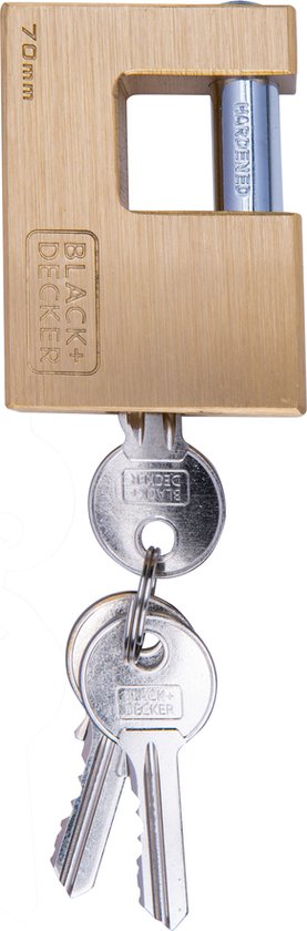 BLACK+DECKER Hangslot - 70mm - Incl. 3 Sleutels - Massief Messing