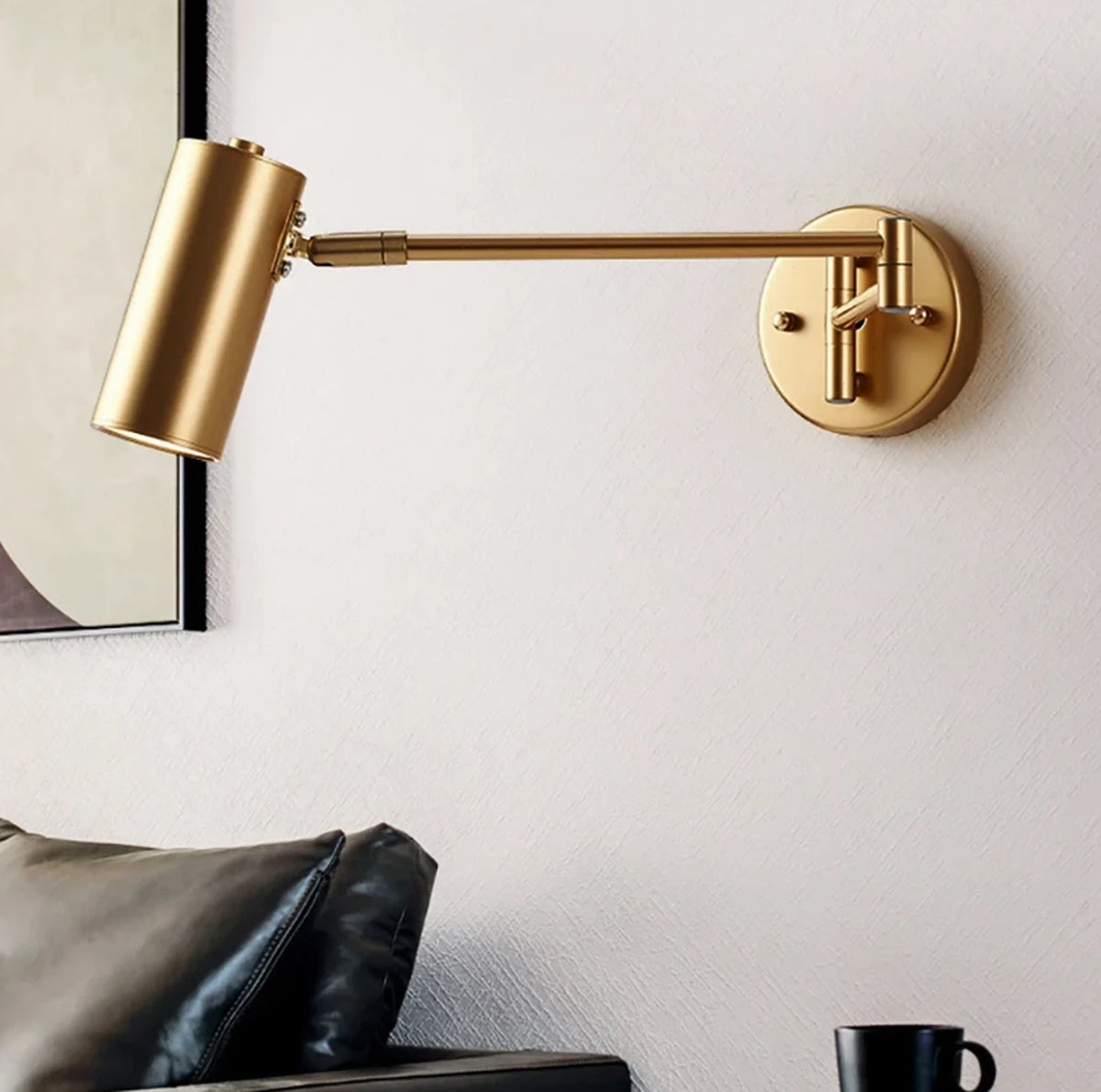 Homary verstelbare zwenkarm-wandlamp - Goud & zwart - Bereik tot 60 cm