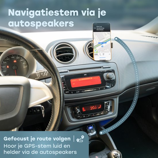 Audyn Bluetooth FM Transmitter - USB-A & USB-C - Bluetooth-ontvanger - Snellader - Autolader - Carkit - Auto Accessoires - RGB