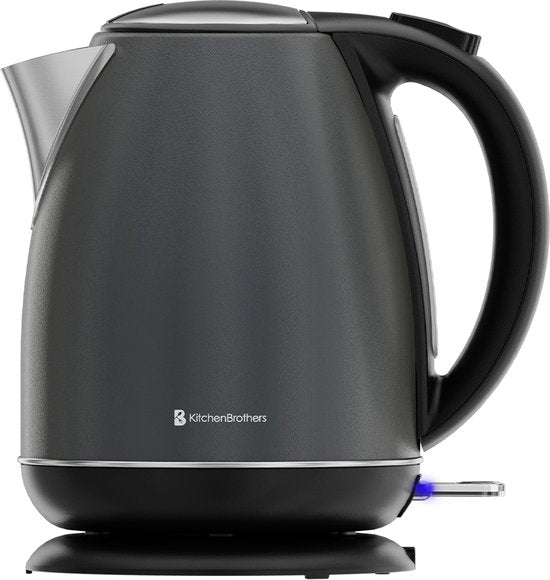 KitchenBrothers Waterkoker - Elektrisch - 1,7L - Met Kalkfilter - Titanium Grijs/RVS