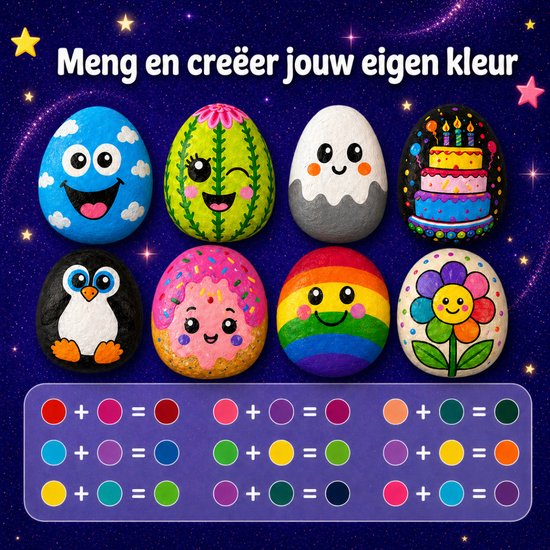 Vaive Stenen Schilderen 2109-delig – Glow in the Dark Happy Stones Knutsel Pakket – Knutselen - Knutselset voor Meisjes & Jongens - Knutselpakketten