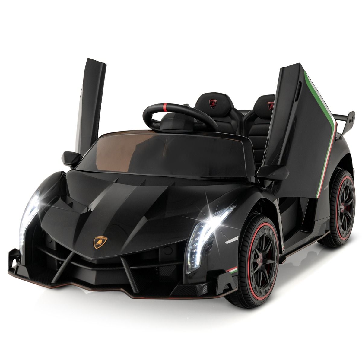 Coast Lamborghini Gelicentieerde Elektrische Auto - 12V Batterij - Afstandsbediening - 3 Snelheden - Hydraulische Deuren - Zwart