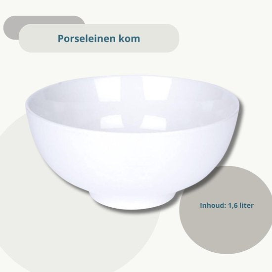 Schaal Porselein Wit 20 cm, 1,6 l - Fruitschaal - Serveerschaal - Schaaltje