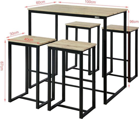 Hoge Bartafel |  Met 4 Krukken |  Modern Industrieel Design voor een Stijlvol interieur | 2020