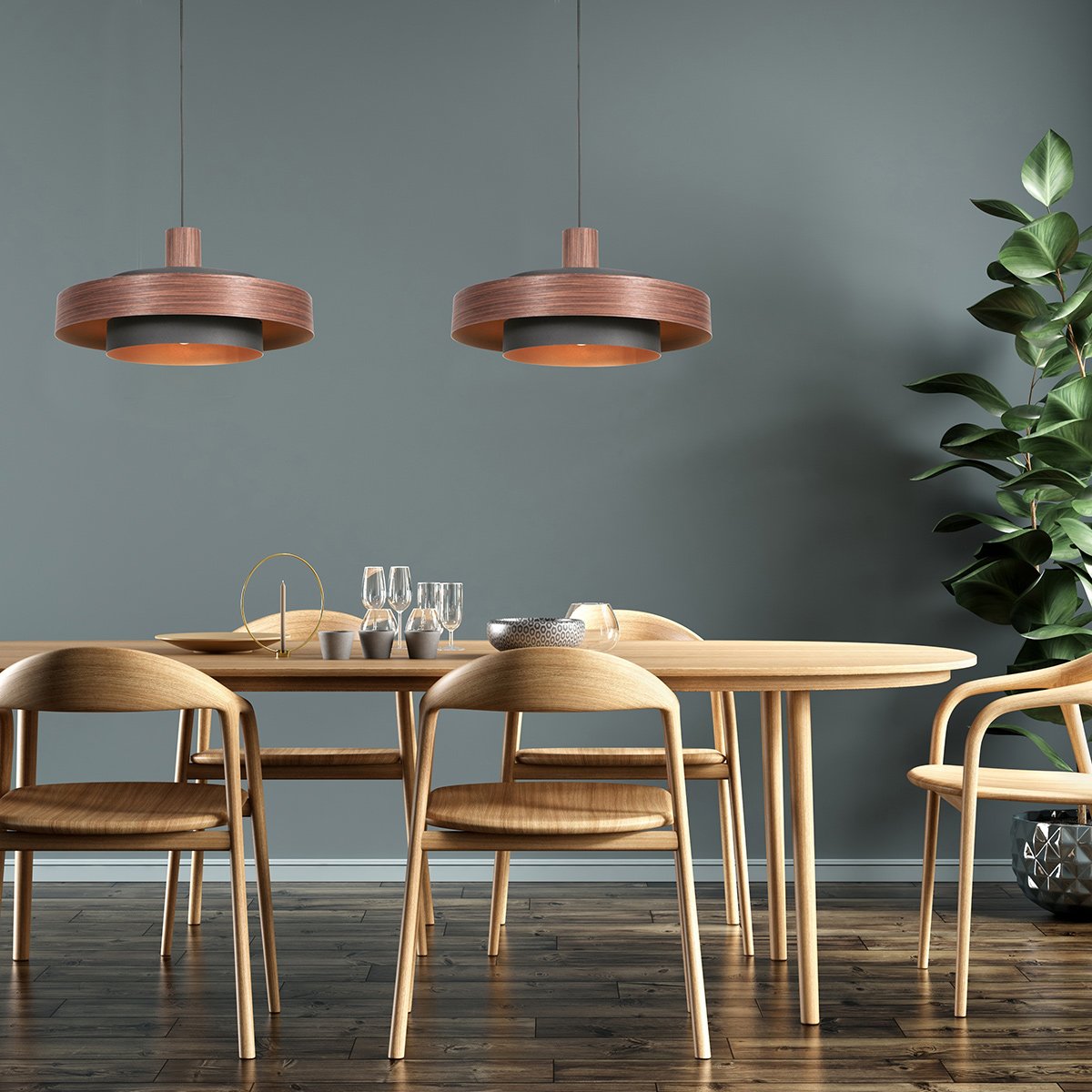 Anne Lighting - hanglamp - Flinter - bruin - metaal - Ø 50cm - E27 - 3329E