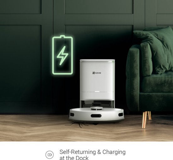 EZVIZ RE4 Plus - Robotstofzuiger met Dweilfunctie, 4000Pa Zuigkracht, Automatisch Leegstation, Navigatie & Obstakelvermijding - Compatibel met Google Assistant & Alexa - Zwart