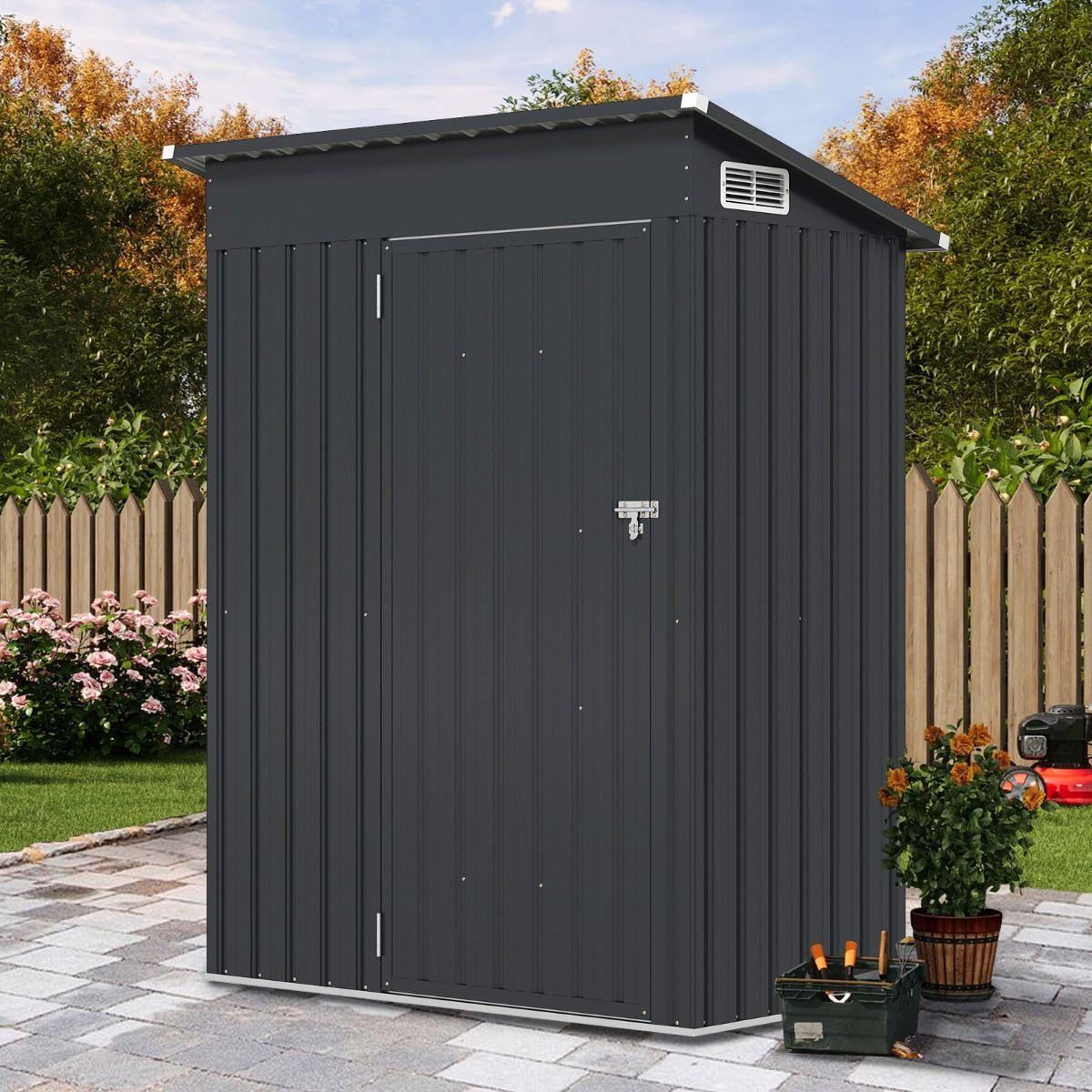 Coast Tuinhuis Metaal 150 x 90,5 x 185 cm Donkergrijs | 1,5 m³ Tuinhuis met Lessenaarsdak