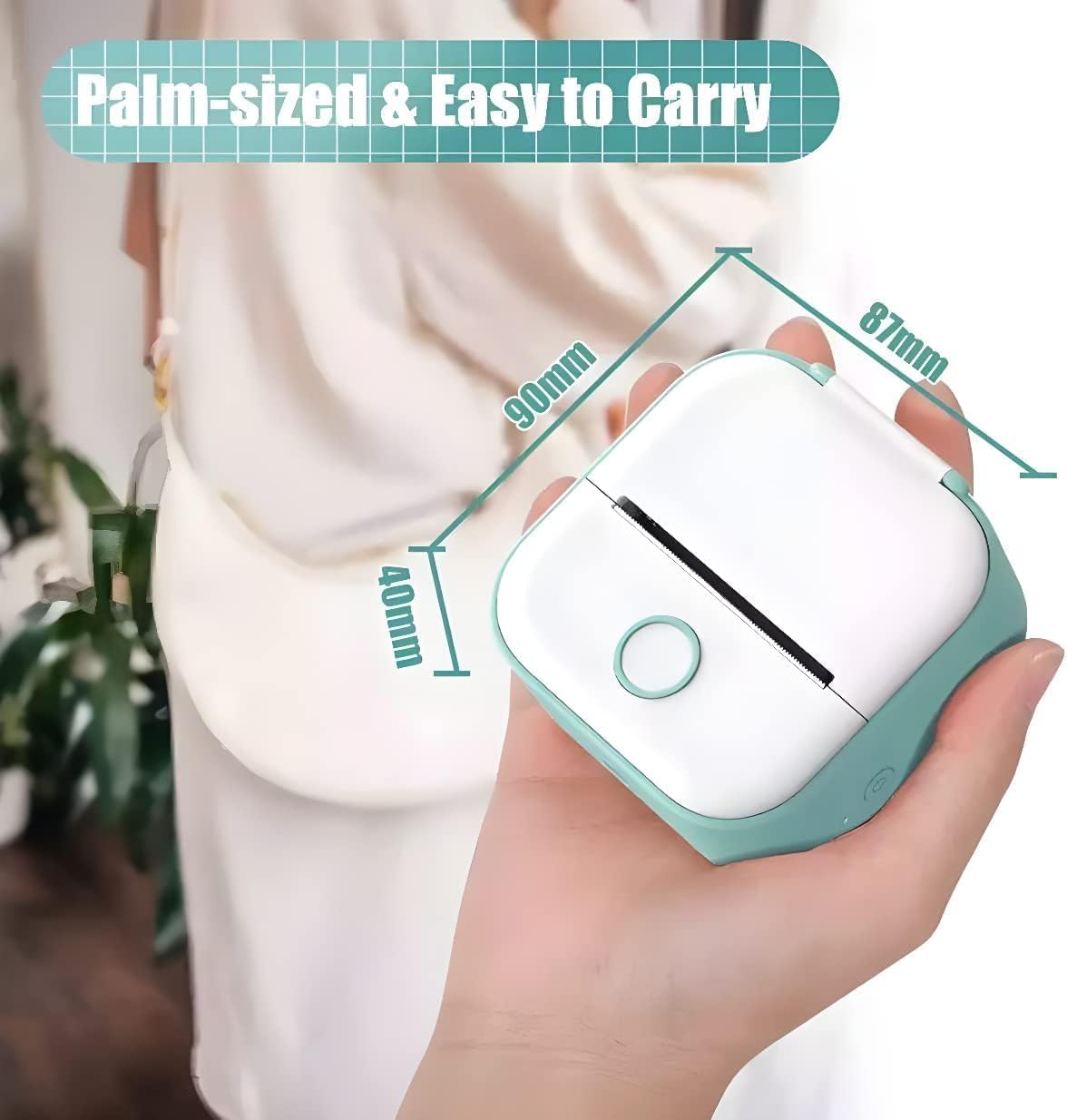 Gienslru Mini Pocket Printer - Draagbare Bluetooth Thermische Fotoprinter - Inktloos - 3,8 x 8,6 x 8,9 cm - Groen