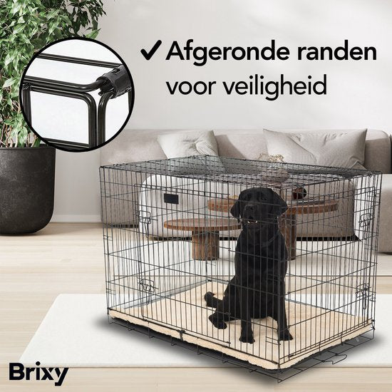 Brixy Hondenbench - Bench Voor Honden - Maat L - Opvouwbaar - 91 x 58 x 65 CM - 2 Deuren - Zwart