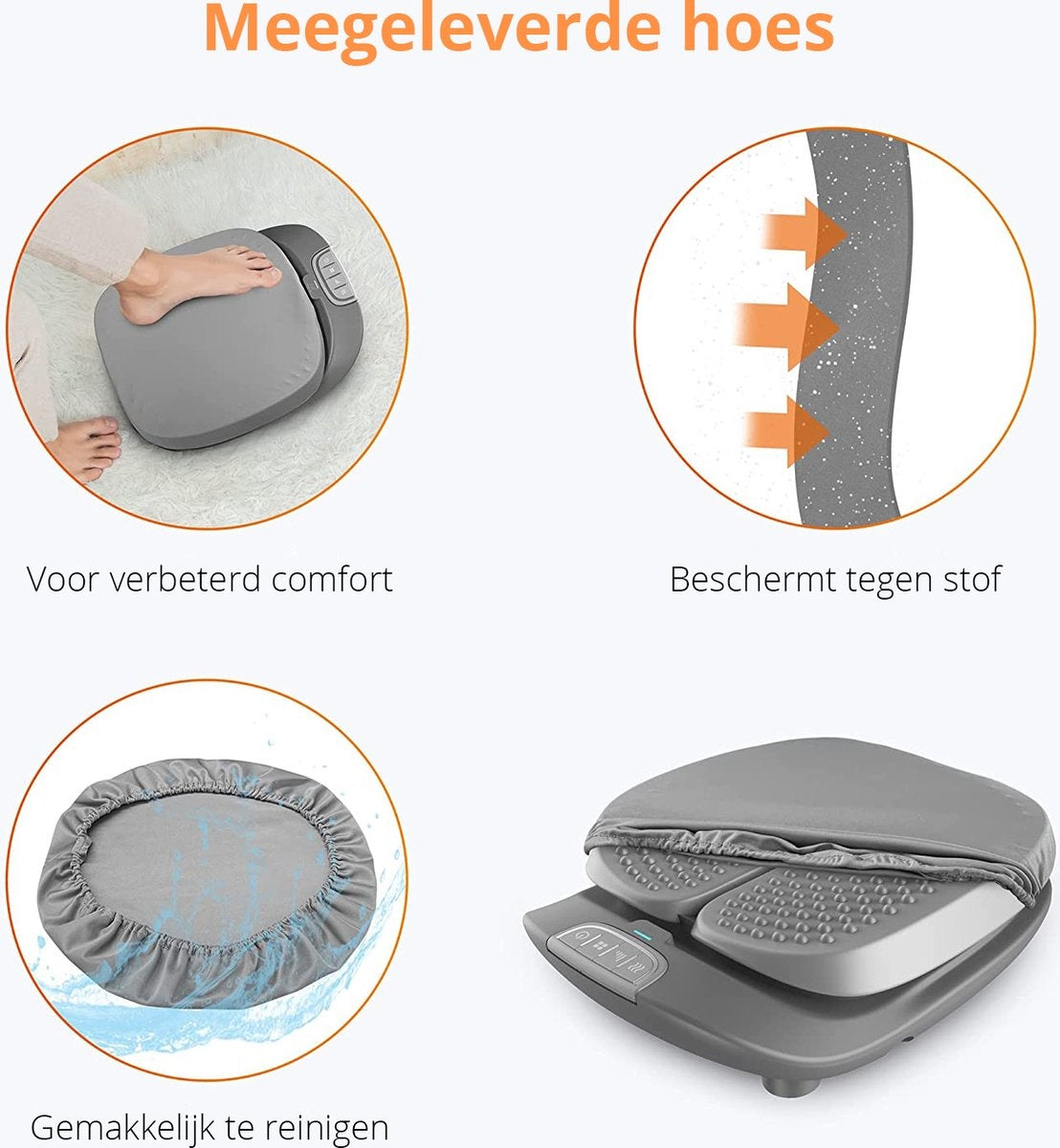 Lifeproducts Voetmassageapparaat – Verwarmend & Vibrerend – 36W – 42,3 x 33 x 11,5 cm – Grijs