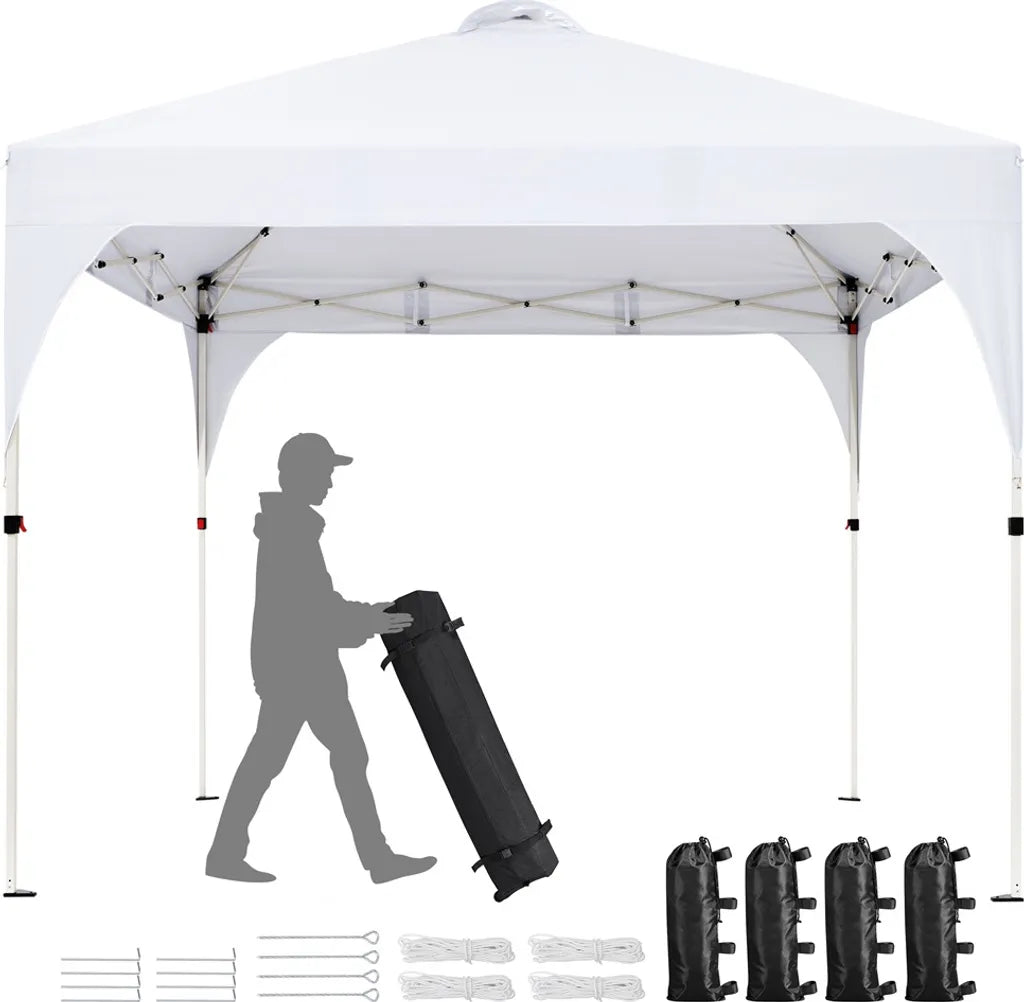 Yaheetech Opvouwbare Partytent 3 x 3 m - Wit - Verstelbaar Pop-up Paviljoen met Draagtas