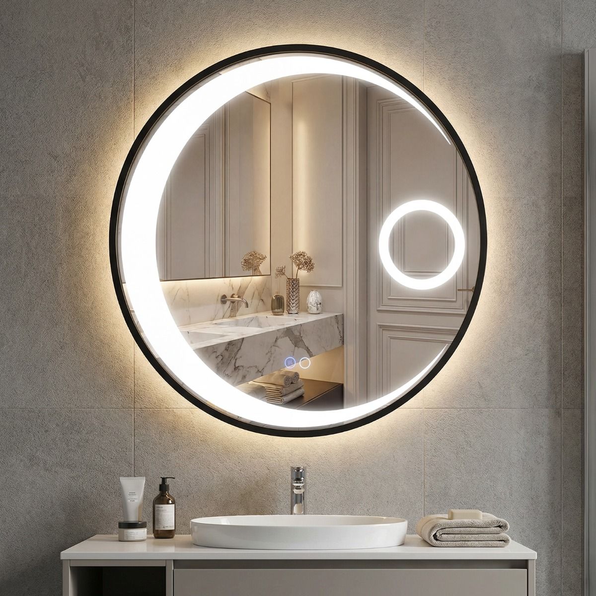 Coast Ronde Badkamerspiegel - LED-verlichting - Anti-condens - 61 cm Zwart