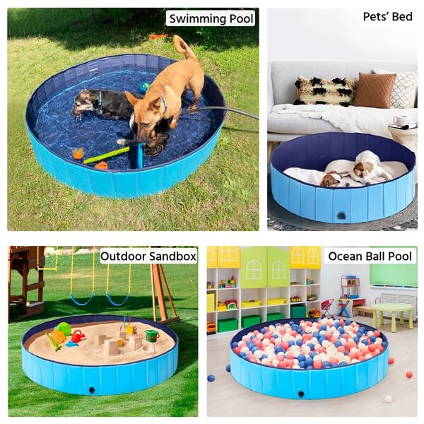 Yaheetech Opvouwbaar Hondenzwembad 100/120/140/160 x 30 cm – Antislip Badkuip voor Honden