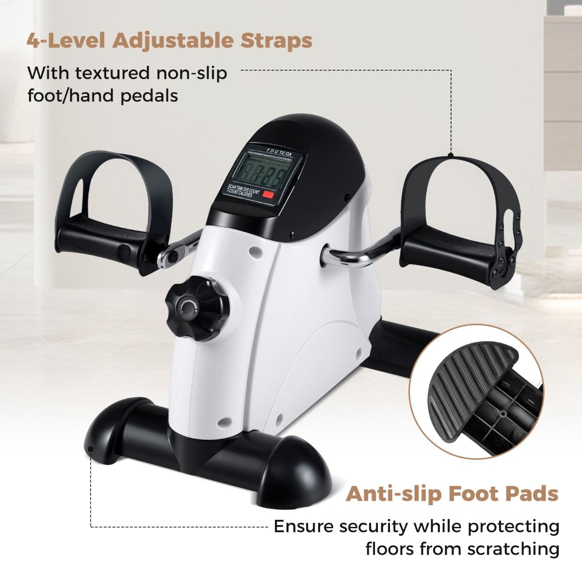 Coast Mini-hometrainer - Arm- en beentrainer - Verstelbare weerstand - Wit