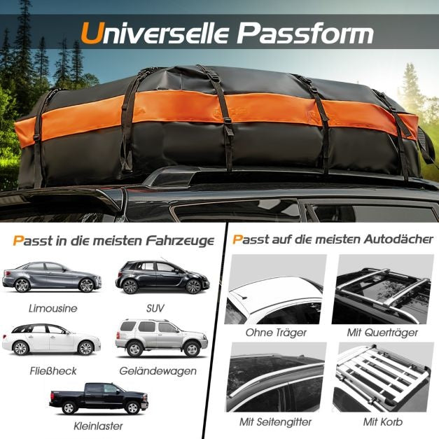 Coast dakkoffer - waterdicht - 560L - voor alle voertuigen - 4,5kg - 132 x 100 x 43cm - zwart en oranje