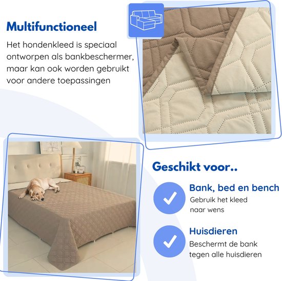 Hilvard - Hondendeken - Kattendeken - Bankbeschermer - Hondendeken auto achterbank - Geschikt voor bank, auto en bed - Zand - 76 x 127cm - Hondenkleed - Hondenmat