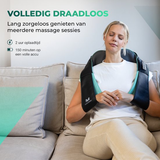 Massagerr® Shiatsu Massagekussen 2.0 – Draadloos - Incl. Draagtas en Stressbal - Massage Apparaat voor Rug, Nek en Schouder – Infrarood Warmtefunctie