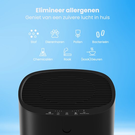 Auronic Luchtreiniger Fresh Pro - Met HEPA 13-filter - 300 m³/u - 65 m² - Koolstoffilter - 3 Standen - Air Purifier - Zwart