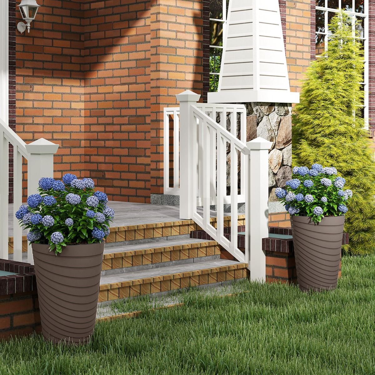 Coast Plantenbakken Set van 2 - met binnenpot en drainagegaten - weerbestendig - bruin - 45 cm hoog