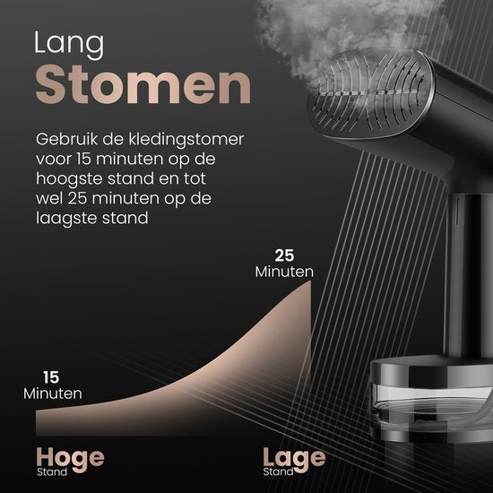 FLOWSTEAM® Luxe Kledingstomer - Handstomer - Stoomreiniger - Stoomapparaat Kleding - Matte Black Edition - Inclusief Opbergzakje