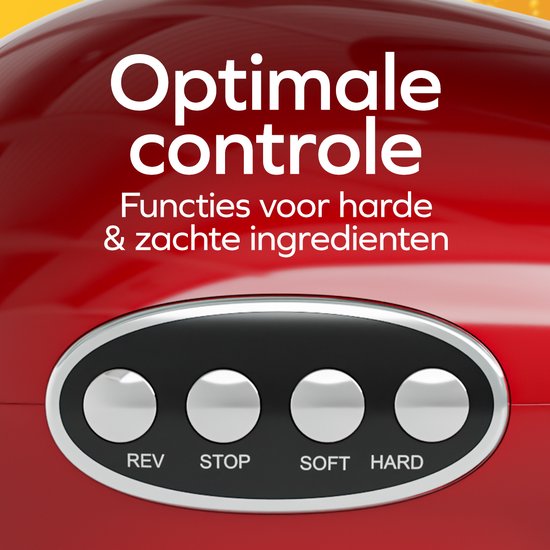KitchenBrothers Slowjuicer XL - Sapcentrifuge - Groenten- en Fruitpers - 43 mm en 70 mm invoer - 500 ml - Rood