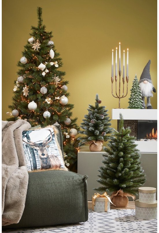 Triumph Tree Kunstkerstboom in Jute - Kunst Kerstboom H60 x Ø38 cm - Groen Frosted