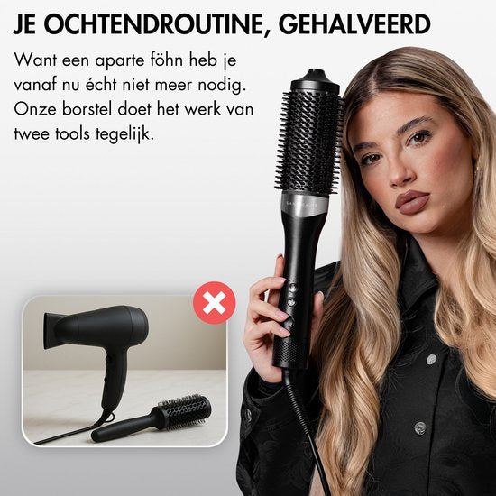 Sansbeauté® Wet-2-Dry Föhnborstel - Multistyler - Airstyler - Haarborstel - Krulborstel - Haarborstel - Stijlborstel - Warmteborstel - Volume en Krullen - Roterende Kabel
