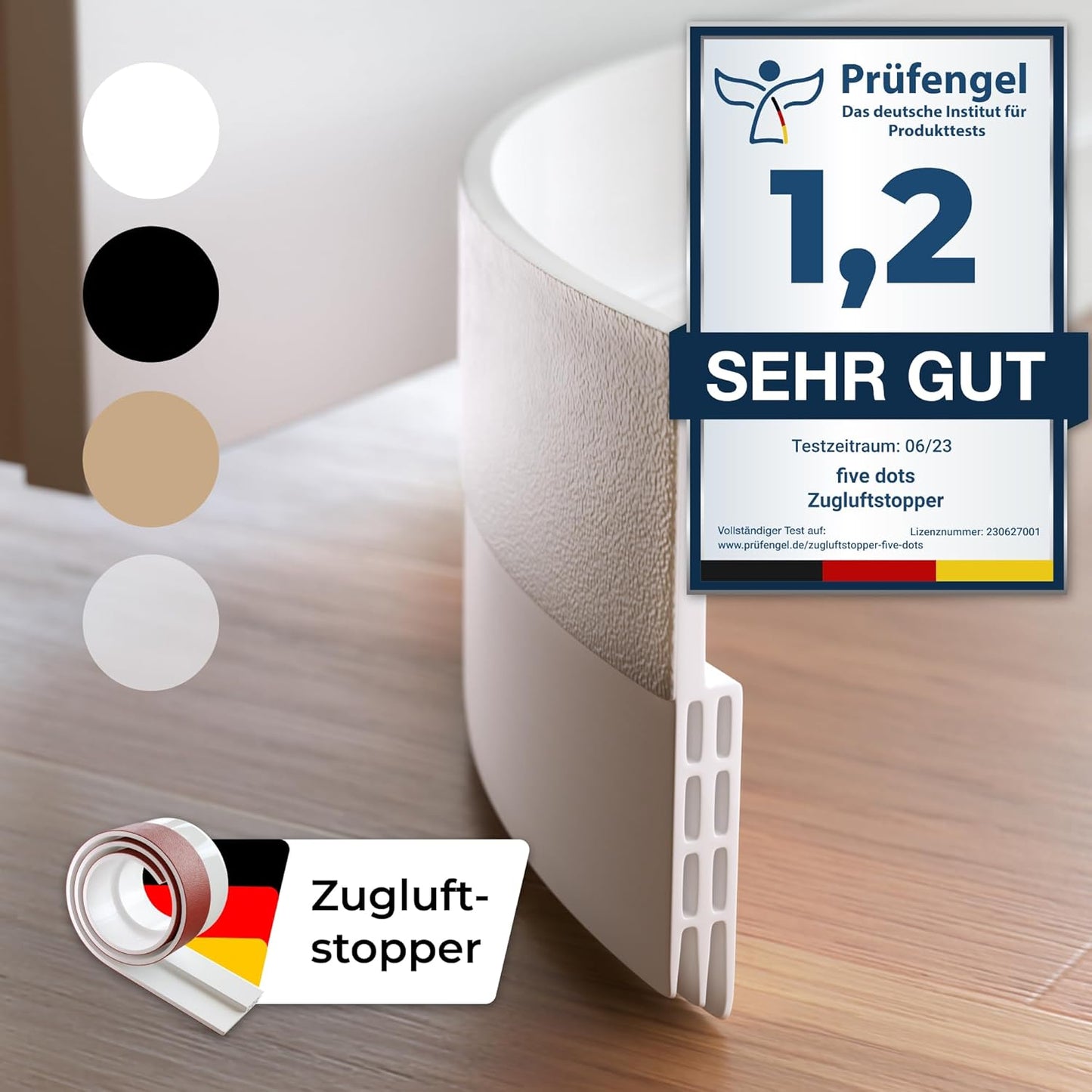five Dots Tochtstrip met Plakrand - silicone pure white - 1 Stuk
