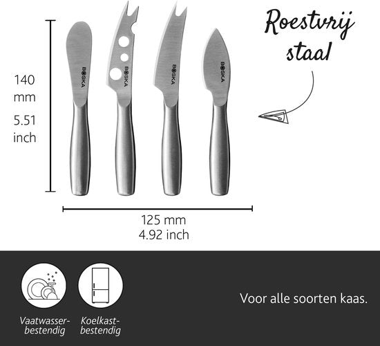 Boska Kaasmessenset Mini Copenhagen - Kaasmesjes - Set van 4 - Kaasmessen - Vaatwasserbestendig - RVS