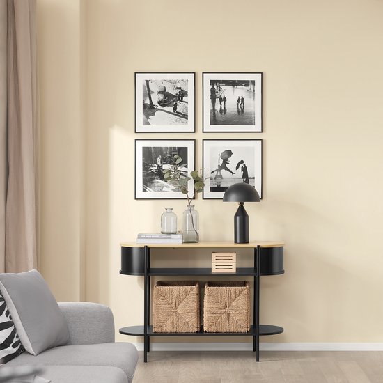 SoBuy Entreeconsole console met opslag, multifunctioneel gangmeubel, modern industrieel design, meubels van hout en zwart, 110x39x76cm FSB102-SCH