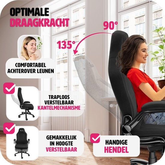 tectake® - bureaustoel gamingchair - luxe burostoel kantoorstoel - racingstoel burostoel gamestoel Springsteen - zwart