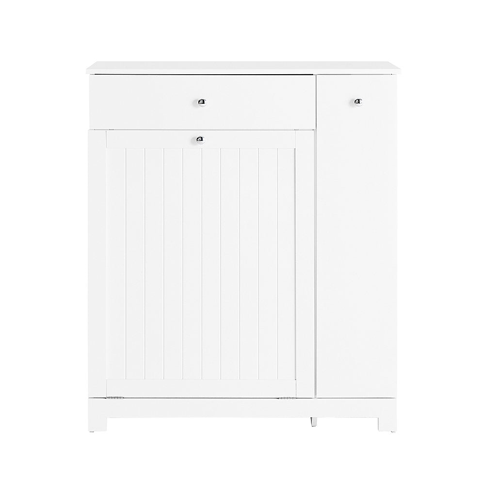 SoBuy Badkamermeubel met Wasmand, Lade en Schuifvak – 78 x 38 x 90,3 cm – Waterdicht & Functioneel – Landelijk Design – Wit