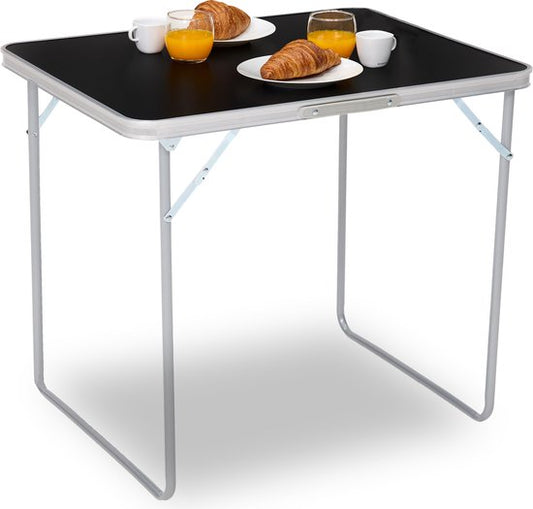 Infinity Goods Campingtafel - Inklapbaar - Tuintafel - 80x60x70 cm - Buiten/Binnen - Draaghandvat - Compact - Aluminium - Zwart