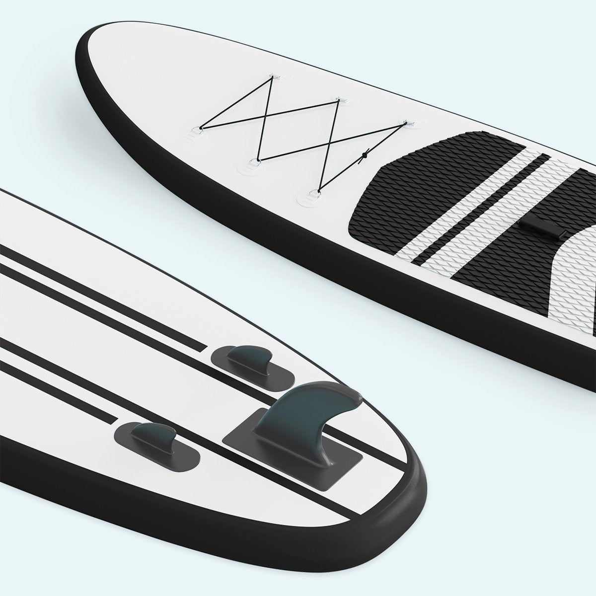 LifeGoods SUP Board - Opblaasbaar Paddle Board - Complete Set - Max. 135KG - 320x81cm - Wit/Zwart